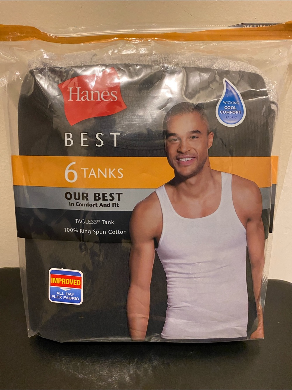Hanes Gray Men's Tank Top 6-Pack - Classic Fit 100% Cotton. (C1)